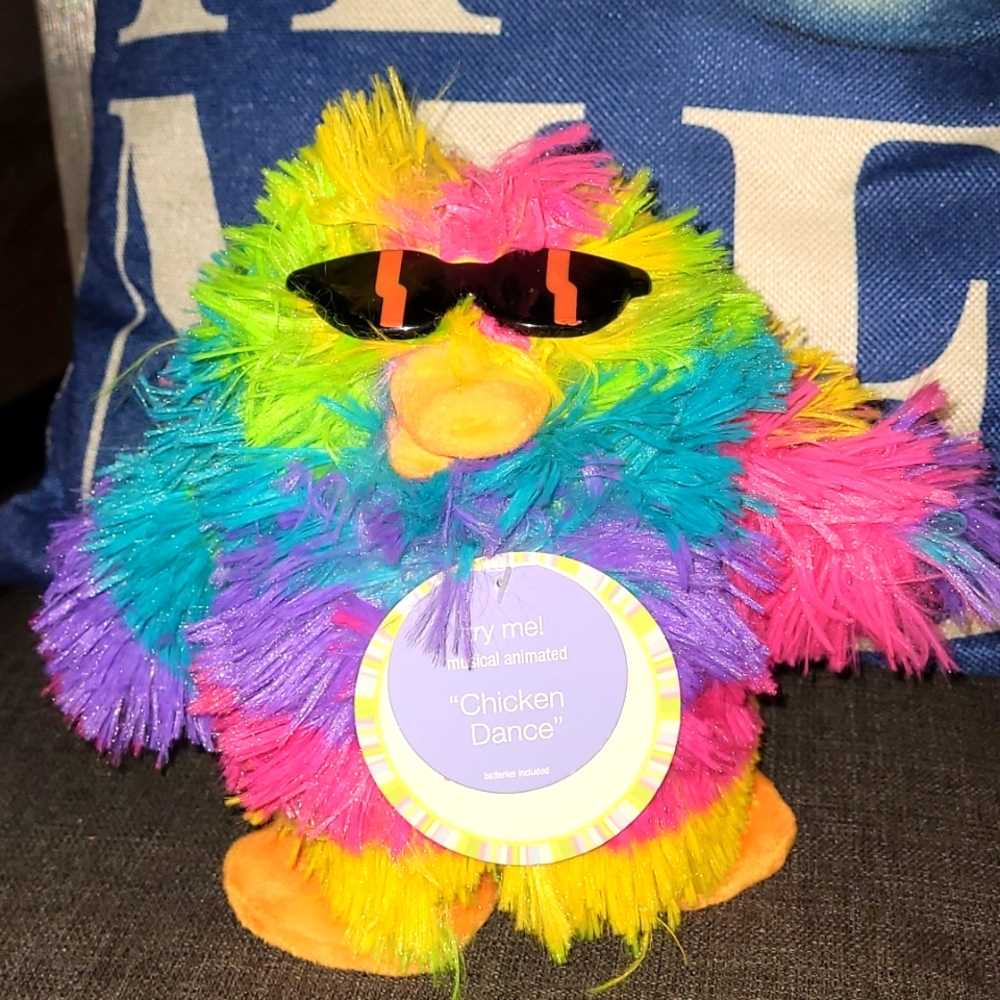 Vintage Animated Plush Rainbow Chick Plush Dances To Chicken Dance